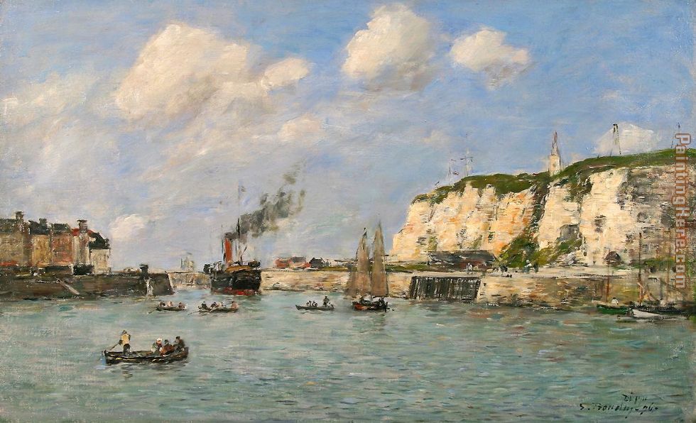 L'entree du port,Dieppe painting - Eugene Boudin L'entree du port,Dieppe art painting